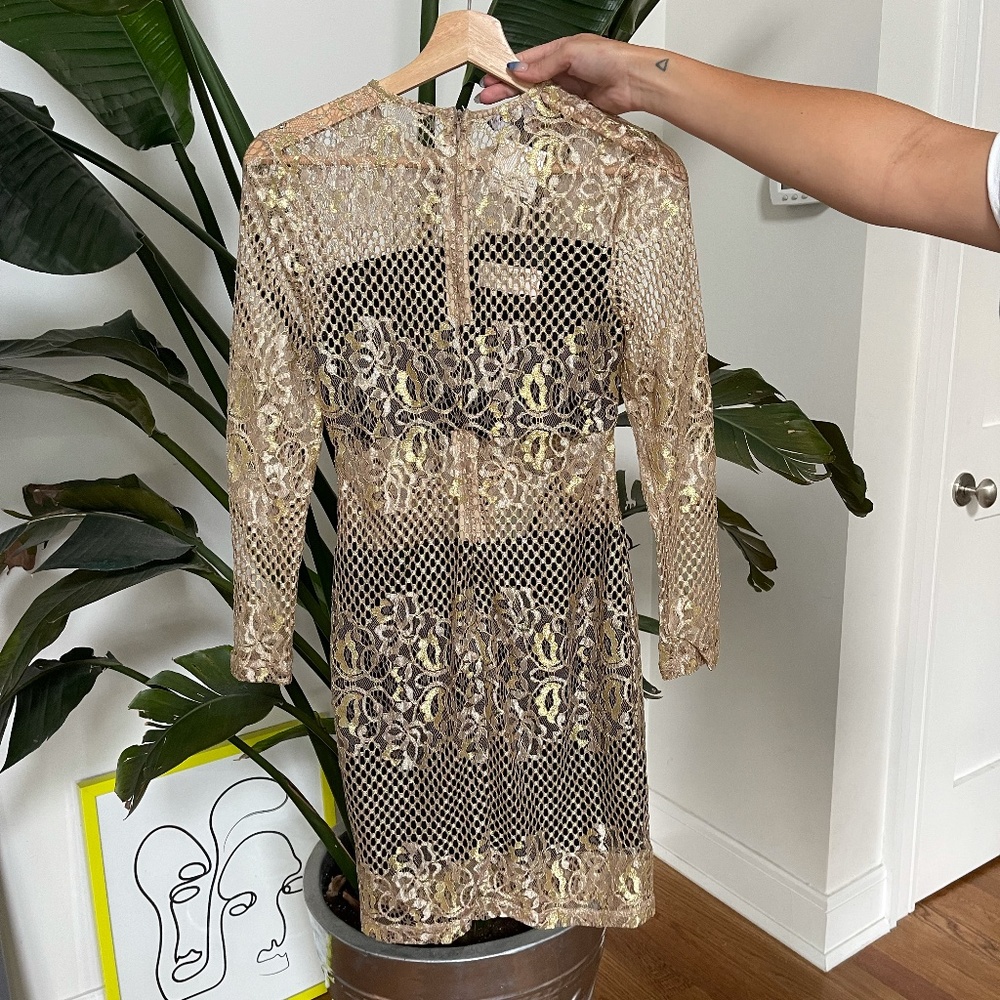 Gold Lace Dress, Size 4 US